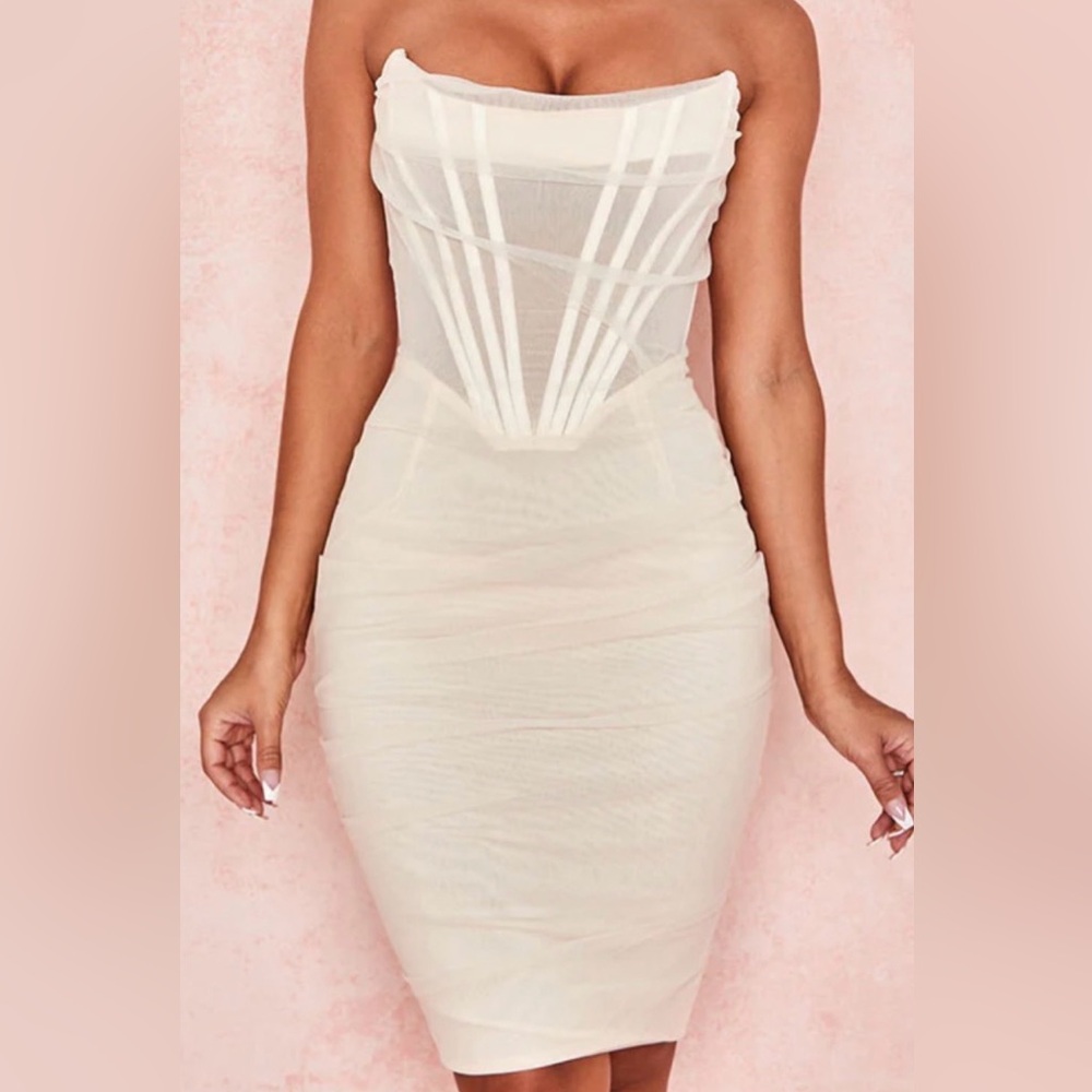 Cream Corset Top Bodycon Dress